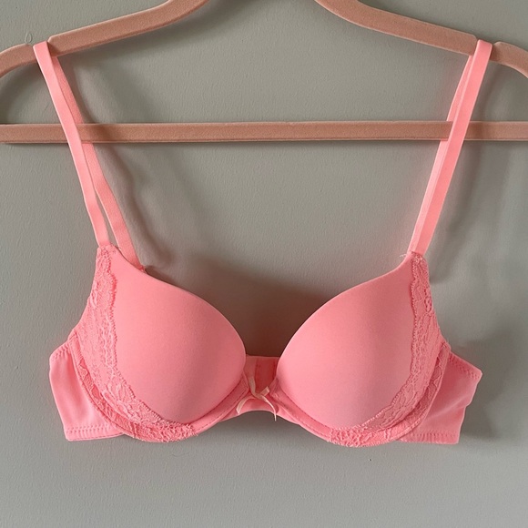 Forever 21 Push-Up Bra - Lace Detail - Neon Light Pink - 32B - Picture 8 of 8